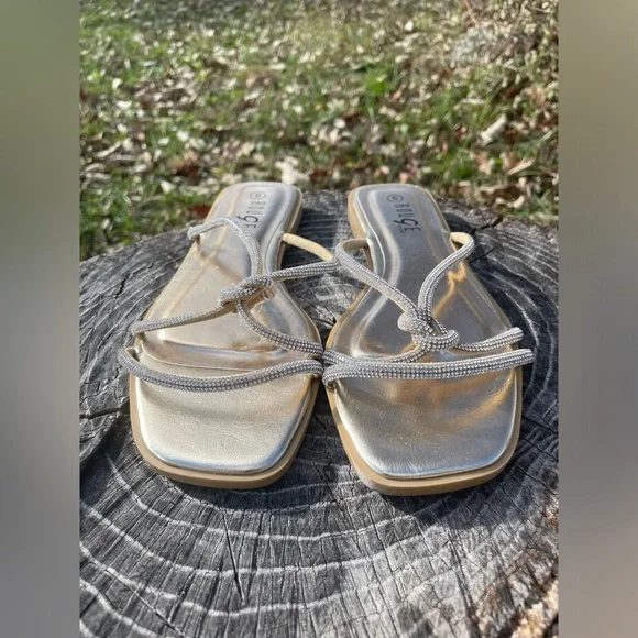 Rogue Helium Gold Rhinestone Sandals - Picture 3 of 7